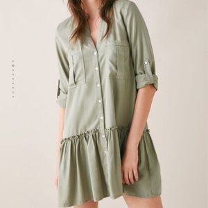 Zara Green Military Shirt Dress